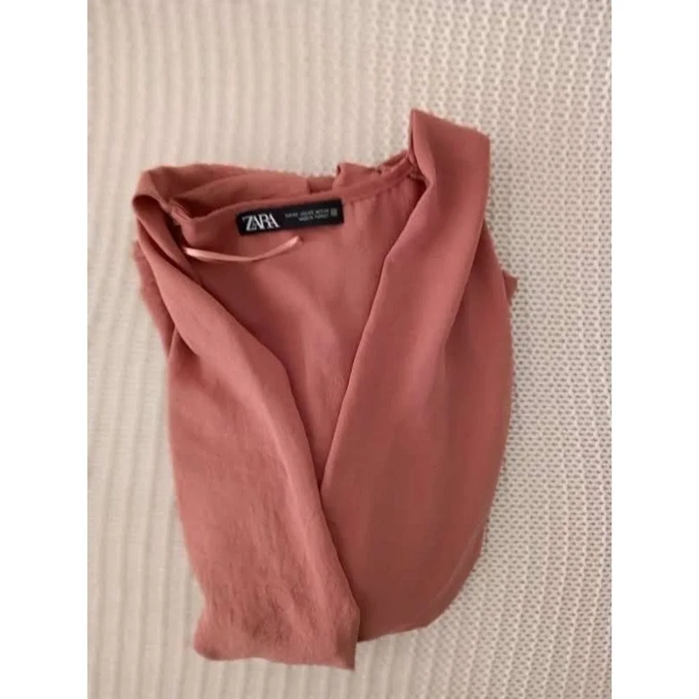 Zara Dusty Rose Pink Peplum Wrap Top‎ Belted V-Neck Sleeveless Fits S Small 2 4